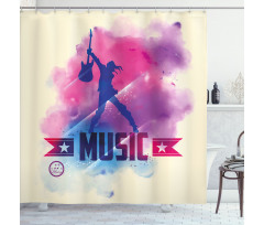 Rock Star and Guitar Shower Curtain