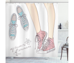 Girl Shoes Floral Shower Curtain