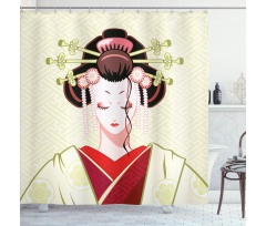 Geisha Woman Portrait Shower Curtain