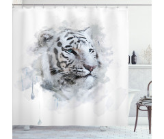 White Tiger Portrait Shower Curtain