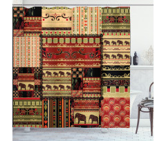 Patchwork Style Asian Shower Curtain
