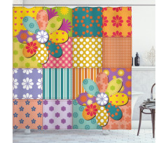 Flower Polka Dots Mix Shower Curtain