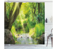 Stream Cascade Tropical Shower Curtain