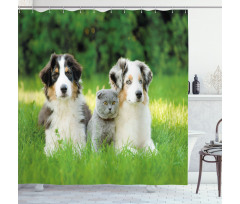 Puppy Family in Garden Shower Curtain