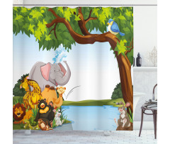Cartoon Animals Funny Shower Curtain