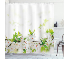 White Spring Blossoms Shower Curtain