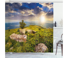 3 Behind Boulders Shower Curtain