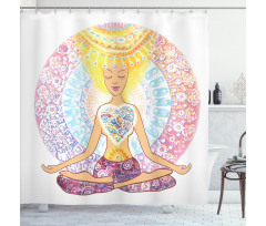 Woman in Lotus Position Shower Curtain