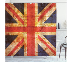 Union Jack Motif Grunge Shower Curtain