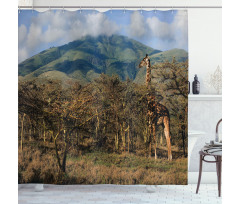 Giraffe Trees Africa Safari Shower Curtain