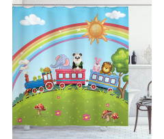 Animal Train Rainbow Funny Shower Curtain