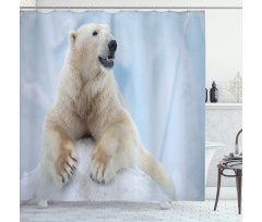 White Polar Bear on Ice Shower Curtain