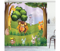 Animals in Forest Safari Shower Curtain
