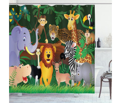 Exotic Jungle Cheerful Fun Shower Curtain