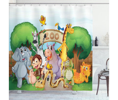 Playful Outdoors Animals Shower Curtain