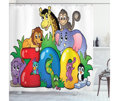Zoo Sign Various Mascots Shower Curtain