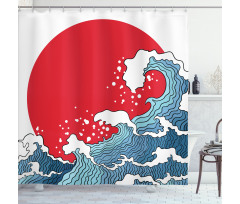 Red Sun Tsunami Shower Curtain