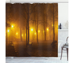 Foggy Evening in the Park Shower Curtain