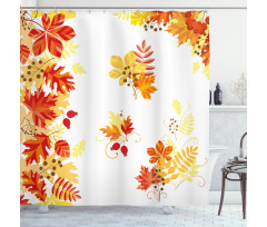 Tree Leaves and Berries Shower Curtain