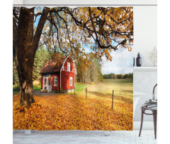 Red Swedish Country House Shower Curtain