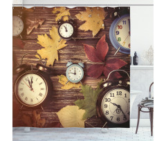 Clocks with Dry Leaves Shower Curtain