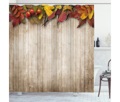 Dry Leaves Berries Vivid Shower Curtain