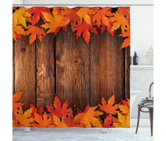 Leaves on the Wooden Board Shower Curtain