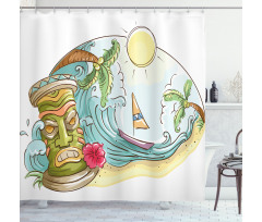 Cartoon Beach Shower Curtain