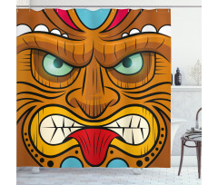 Angry Face Totem Shower Curtain
