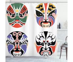 Chinese Opera Mask Shower Curtain