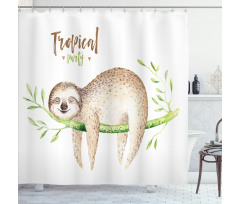 Young Animal on Palm Tree Shower Curtain