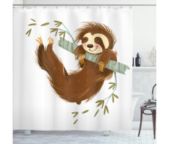 Cheerful Animal on Tree Shower Curtain