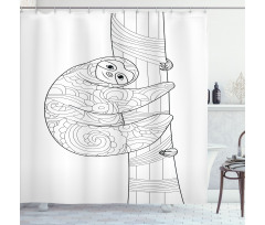 Sloth Outline Ornaments Shower Curtain