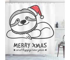 Sloth Christmas Hat Shower Curtain