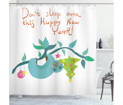 Childish Doodle New Year Shower Curtain