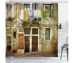 Grunge Building Facade Shower Curtain