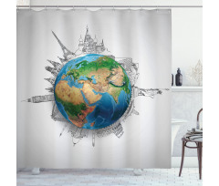 Realistic Globe Planet Shower Curtain