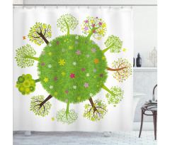 Various Green Trees Bloom Shower Curtain