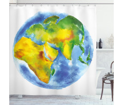 Globe of Earth Watercolors Shower Curtain