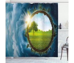Circle Greenery Clouds Shower Curtain