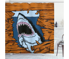 Wild Fish Wooden Plank Shower Curtain