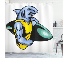 Grumpy Surfer Muscle Body Shower Curtain