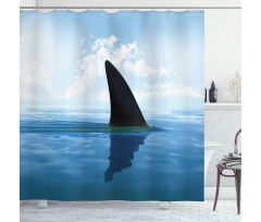 Fin Sea Surface Danger Shower Curtain