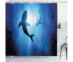 Fishes Circling in Ocean Shower Curtain
