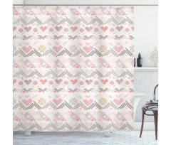 Aztec Hearts Geometric Shower Curtain