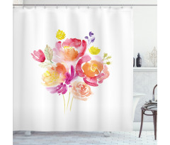 Watercolor Rose Bouquet Shower Curtain
