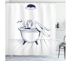 Young Woman in Bathtub Art Shower Curtain