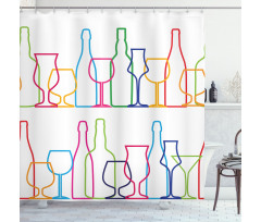 Colorful Outline Bottles Shower Curtain