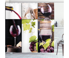 Themed Bottle Wineglass Shower Curtain