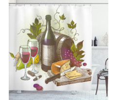 Vintage Wine and Cheese Shower Curtain